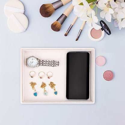 Leather Jewelry Organizer Trays Storage Drawer Display Case | Velvet Liner Stackable for Necklace,Rings and earring (Pearl4) - color: Pearl4