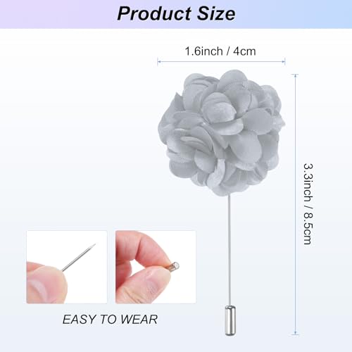 M METERXITY Flower Lapel Pins for Men, Boutonnieres Pin Camellia Flower Groom Boutonnieres for Wedding/Graduation - color: Grey