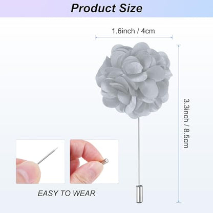 M METERXITY Flower Lapel Pins for Men, Boutonnieres Pin Camellia Flower Groom Boutonnieres for Wedding/Graduation - color: Grey
