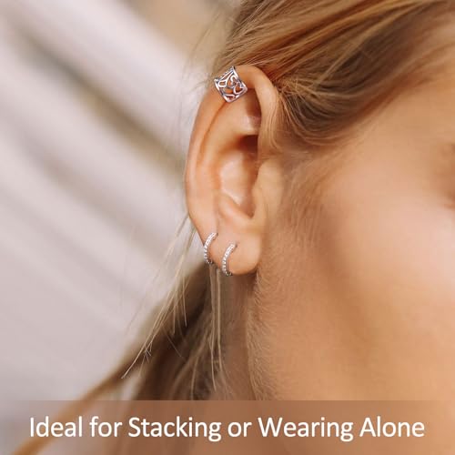 ChicSilver 925 Sterling Silver Ear Cuffs Non-Piercing Cartilage Earrings: Various Styles, Conch Cuffs (with Gift Box) - style: H: 8mm Celtic Cuff