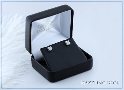 Dazzlingrock Natural Round White Diamond Square Shaped Unisex Stud Earrings | 0.06 Ctw | 925 Sterling Silver - color: 925 Sterling Silver, size: Screw Back
