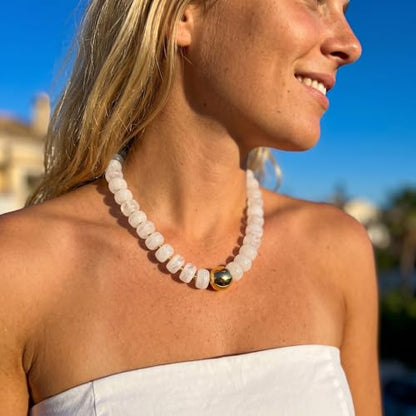 Badu Colorful Chunky Beaded Choker Necklace, Acrylic Colorful Bead Statement Necklaces, Adjustable Summer Beach Jewelry Gift for Women - color: Beige