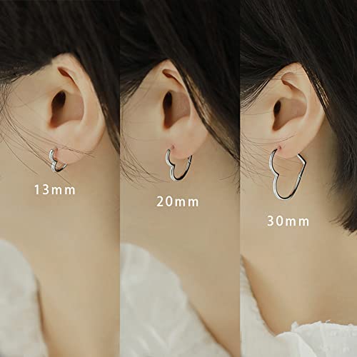 3 Pairs Gold and Silver Heart Huggie Hoop Earrings for Women - color: Silver