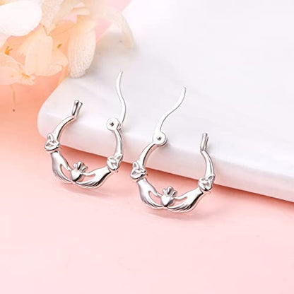 S925 Sterling Silver Celtic Knot Earrings for Women Irish Good Luck Drop Dangle Hook Earrings - style: Hoop - Celtic Claddagh