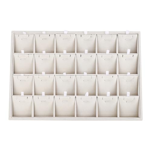 24 Grid Stackable Jewelry Tray Organizer with Removable Divider Velvet Tray | Jewelry Display Tray for Earrings Necklaces Bracelet Rings Display Showcase - Beige - color: Beige