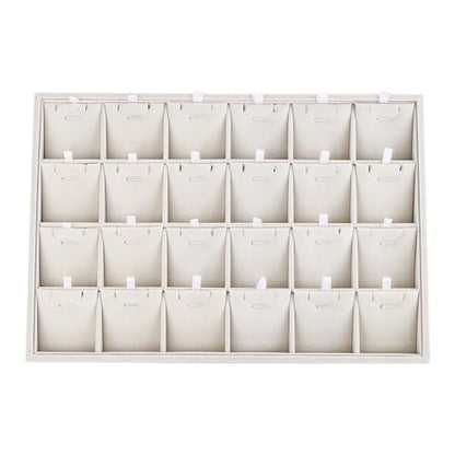 24 Grid Stackable Jewelry Tray Organizer with Removable Divider Velvet Tray | Jewelry Display Tray for Earrings Necklaces Bracelet Rings Display Showcase - Beige - color: Beige