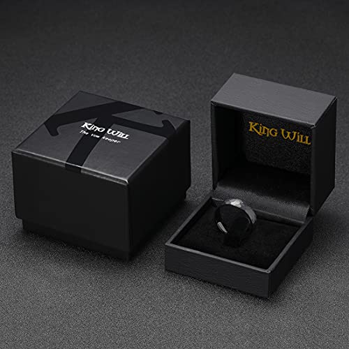 King Will Men's Tungsten Carbide Wedding Ring Hammered Groove Wedding Band Mens Two Tone Engagement Ring for Men and Women Matte Brushed Finish Comfort Fit - color: 6mm black