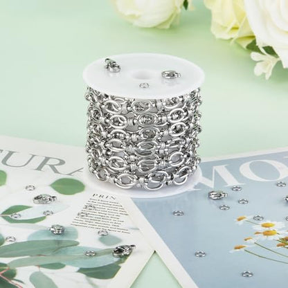 KYUNHOO 2M Oval Circle Chains for Jewelry Making Findings with Connectors | Silver Chain Roll 304 Stainless Steel Jewelry Chain Spool for Jewelry Making Supplies - color: Circle Silver