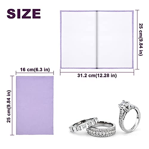 SEVENWELL Silver Polishing Cloth, 2PCS Large Jewelry Cleaning Cloths | Dual-Layer Cleaning, Large 10" × 12", Reusable, Removes Tarnish, Restores Shine, For Sterling Silver, Gold & Platinum - color: Purple
