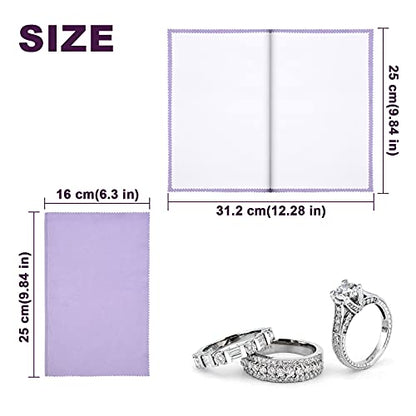 SEVENWELL Silver Polishing Cloth, 2PCS Large Jewelry Cleaning Cloths | Dual-Layer Cleaning, Large 10" × 12", Reusable, Removes Tarnish, Restores Shine, For Sterling Silver, Gold & Platinum - color: Purple
