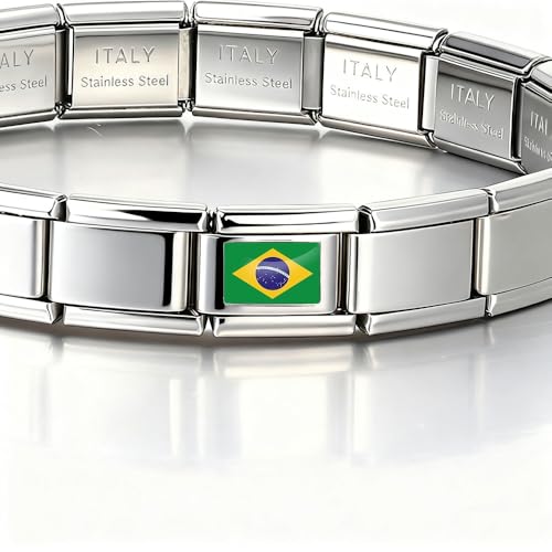 Italian Bracelet Charm,9mm,United Arab Emirates,Country & Culture > Flag - color: Brazil