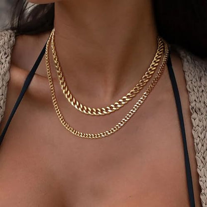 Moodear Layered Necklace for Women 14K Gold Plated/Silver Plated Cuban Link | Paperclip Chain Toggle Clasp, Chunky Layered Design, Fashion Jewelry, Daily Wear & Special Occasions - style: Gold Chain Necklace