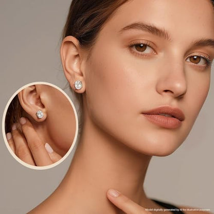 Brilliant Heart-cut/Oval-cut/Trillion-cut/Cushion-cut/Emerald-cut/Marquise-cut Stud, 925 Sterling Silver Cubic Zirconia Stud Earrings for Women Men - style: B-Oval-cut