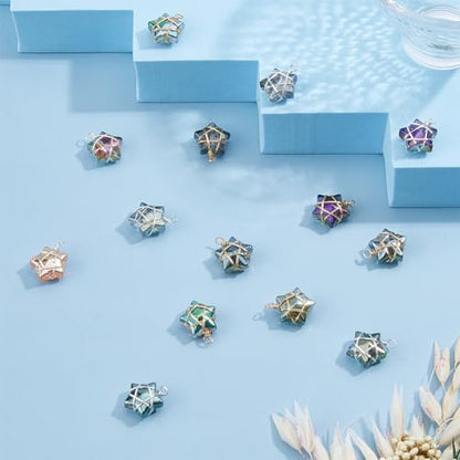 SUPERFINDINGS 40Pcs Wire Wrapped Star Pendants AB Color Electroplate Glass Charms Mixed Color Crystal Dangle Charms for Earring Bracelet Necklace Jewelry Making - color: Gold+Silver