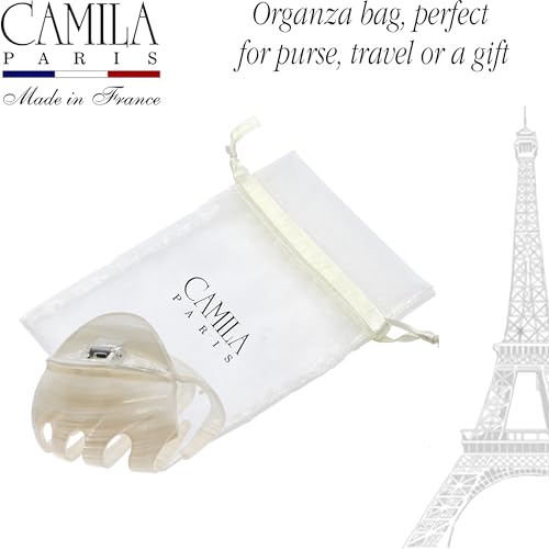 Camila Paris CP3648 French Octopus Hair Clip, 3.25" Large Claw Clips for Thick Hair, Girl Octopus Claw Clip for Women, Strong No-Slip Grip, Wide Jaw Clips for Women, Made in France - color: Beige 3.5"