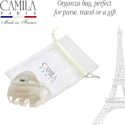 Camila Paris CP3648 French Octopus Hair Clip, 3.25" Large Claw Clips for Thick Hair, Girl Octopus Claw Clip for Women, Strong No-Slip Grip, Wide Jaw Clips for Women, Made in France - color: Beige 3.5"