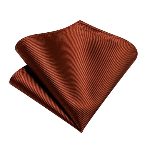 Solid Color Tie and Pocket Square with Tie Clip Lapel Pin Silk Formal Necktie Set Wedding Formal - color: Rust