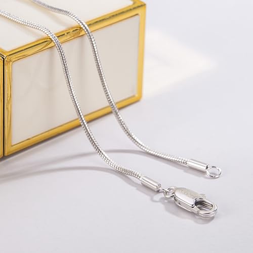 Dankadi Women 925 Sterling Silver Magic Snake Chain Necklace- Men 1.2MM Solid Snake Chain Flexible Choker 16"-30" Italian Silver 24K Gold Over Jewelry - color: Silver, size: 30 inch