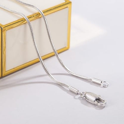 Dankadi Women 925 Sterling Silver Magic Snake Chain Necklace- Men 1.2MM Solid Snake Chain Flexible Choker 16"-30" Italian Silver 24K Gold Over Jewelry - color: Silver, size: 30 inch