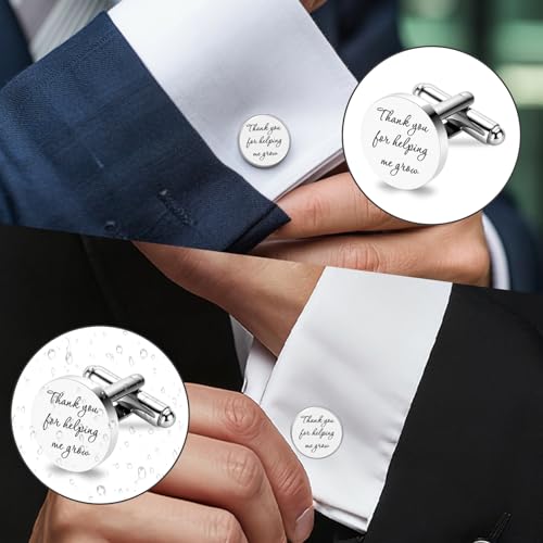 Teacher Appreciation Gifts Fathers Day Cuff Links Stainless Steel Cufflinks Teachers Day Gifts Thank You for Helping Me Grow Birthday Gift End of Year Gift Back to School Christmas Retirement Gift