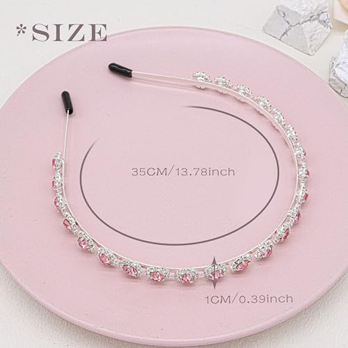 Bridal Headpiece Wedding Headband with Crystal and Hair Accessories (Pink, 5.5'') - color: Pink
