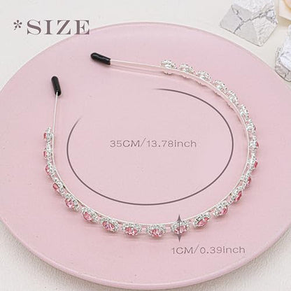 Bridal Headpiece Wedding Headband with Crystal and Hair Accessories (Pink, 5.5'') - color: Pink