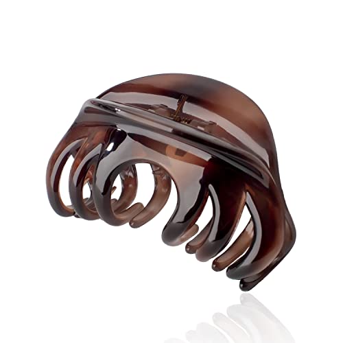 Rosette Large Chic Styling Organic Glass Claw Clip, Hair Clips Clamps for Indoor Outdoor Use, Hair Grips Hairpins Barrettes for Women and Girls With Thick Hair (Auburn Umber) - color: Auburn Umber