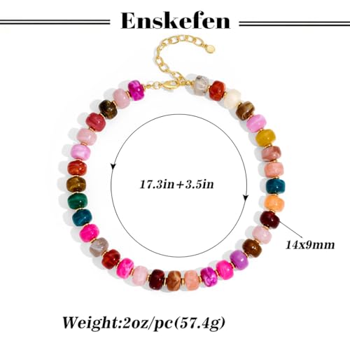 Chunky Beaded Necklace for Women Trendy Multicolor Resin Beads Choker Necklaces Boho Summer Statement Necklace Chunky Heart Jewelry - color: Bead necklace-colorful
