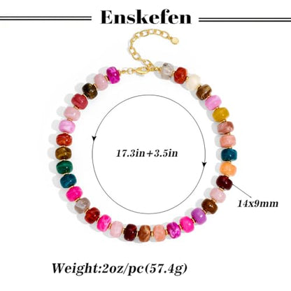 Chunky Beaded Necklace for Women Trendy Multicolor Resin Beads Choker Necklaces Boho Summer Statement Necklace Chunky Heart Jewelry - color: Bead necklace-colorful
