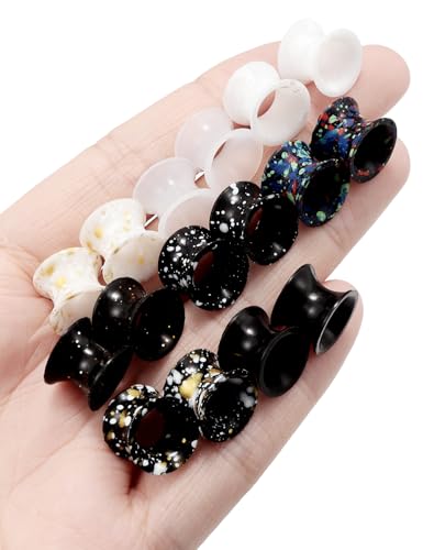 Jenxnjsjo 14g to 7/8in Ear Gauges Plugs Tunnels Taper Earrings Stretching Expander Kit Set for Women Men - color: 043: Silicone Double Flare Ⅲ, size: 0g (8mm)