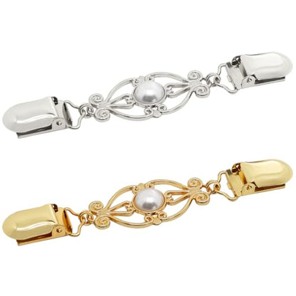 Frutain 2Pcs Cinch Clip Waist Cincher Clips for Women Dress Back Cinch & Shawl Cardigan Sweater Shirt Fasteners(GS) - style: Gs-pearl-heart