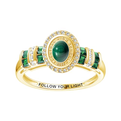 ROMANTICWORK Class Rings for Women High School 925 Sterling Silver Customizable Engraved Rings for Women Graduation Ring Size 4 to 16 Jewelry Gifts for Sisters Friends - color: Class Ring for Women 13