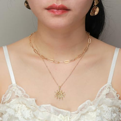 14K Gold Plated Paper Clip Chain Link Necklace Satellite Chain Necklace for Women - color: Chunky PaperClip Necklace