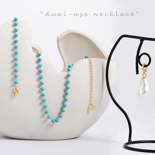 Aobei Pearl 18K Gold Plated Pendant Necklace for Women Dainty Gold Chain Choker Love Heart Disc Coin Pearl Cross Toggle Jewelry - style: Removeable Pearl Pendant