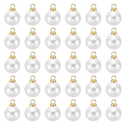PATIKIL Pearl Charm, 100pcs Pearl Beads Faux Pearl Pendant Charm DIY for Jewelry Making Bracelets Earrings Necklace Crafts - color: Golden White, size: 8mm