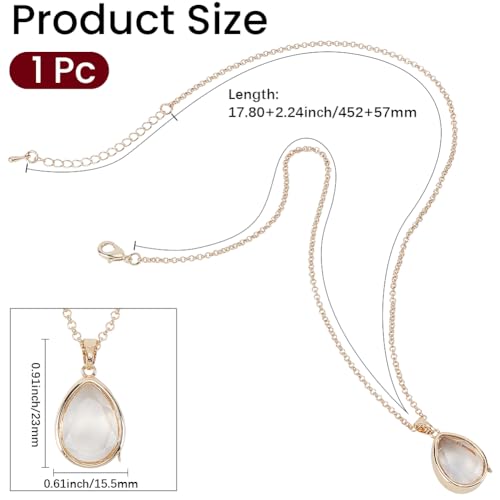 Memory Locket Charm Teardrop DIY Picture Photo Necklace Making Kit Chain Necklace Living Floating Glass Photo Frame Pendant for Women Men Wedding Christmas Jewelry Making - style: Teardrop