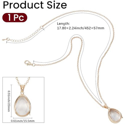 Memory Locket Charm Teardrop DIY Picture Photo Necklace Making Kit Chain Necklace Living Floating Glass Photo Frame Pendant for Women Men Wedding Christmas Jewelry Making - style: Teardrop