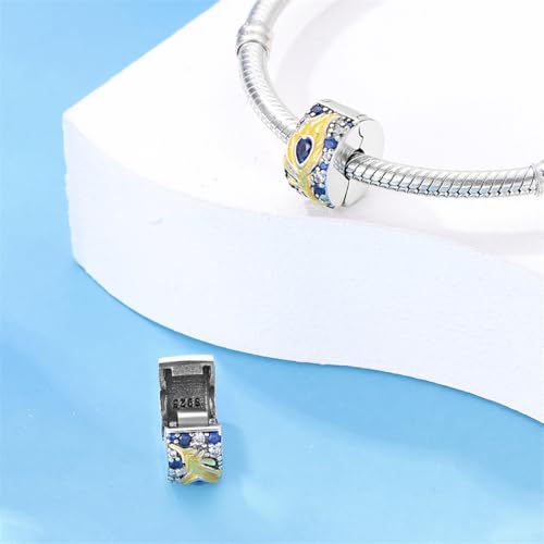 925 Sterling Silver Stopper Clip Charms for Bracelet Necklace Spacer Beads with 5A Cubic Zirconia Mother's Day Christmas DIY Gift for Women(2PCS) - style: Golden Feather