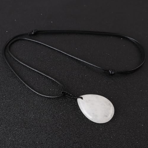 Teardrop Gemstone Necklaces for Women, Healing Crystal Pendant Necklace Birthstone Jewelry for Women - color: Clear Quartz