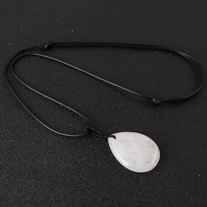 Teardrop Gemstone Necklaces for Women, Healing Crystal Pendant Necklace Birthstone Jewelry for Women - color: Clear Quartz