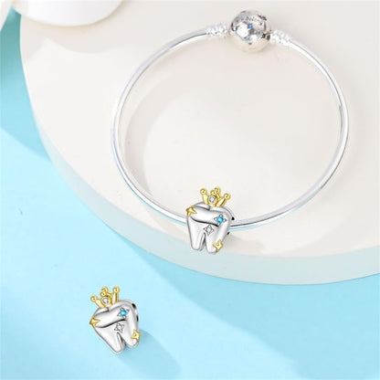 Gold Flower Family Charms for Bracelet Bead Charm for Women Jewelry Present - style: Healthy Teeth