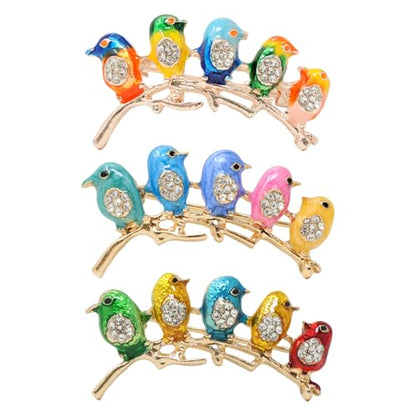 Honbay 3PCS Colorful Little Birds Brooch Pins Enamel Alloy Sparkling Rhinestones Cute Animal Birdie Brooches Little Birds Breastpin Lapel Pins Hat Scarf Shawl Sweater Cardigan Clips