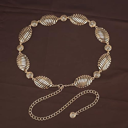 ILuvatar Western Metal Concho Belt for Women Cowgirl Waist Chain for Women Dress Pants Adjustable - color: Gold-s87