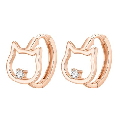 Gempires Huggie Hoop Earrings for Women | Cubic Zirconia Fashion Earrings Collection | Gold, Silver & Rose Gold Tone Styles | Lightweight Everyday Jewelry - color: CZ Cat Hoop