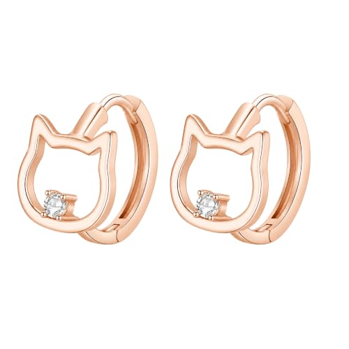 Gempires Huggie Hoop Earrings for Women | Cubic Zirconia Fashion Earrings Collection | Gold, Silver & Rose Gold Tone Styles | Lightweight Everyday Jewelry - color: CZ Cat Hoop
