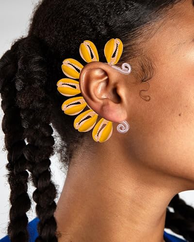 Wellike Gold Ear Cuffs For Women Non Piercing Single Clip On Earrings 18k Gold/Silver Plated Handmade Cuff Earrings Hypoallergenic Waterdrop Cowrie Shell Jewelry - color: KKWE584-S