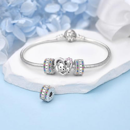 DALARAN Stopper Beads for Bracelets 925 Sterling Silver Clip Spacer Charm Bracelet Stoppers - style: 1Pcs Colorful Charm Stoppers