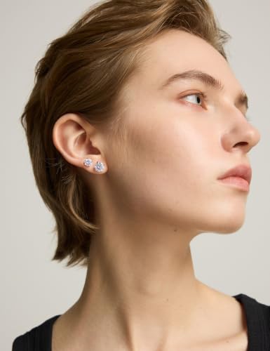 6 Pairs Stud Earrings Set, Hypoallergenic Cubic Zirconia 316L Earrings Stainless Steel CZ Earrings 3-8mm (Steel color) - color: A-003-Rose Gold