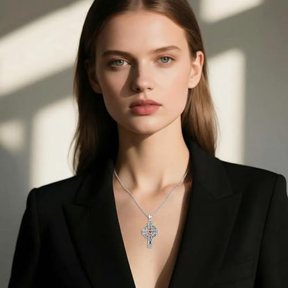 Cross Necklace for Men Women 925 Sterling Silver Cross Pendant Necklace Christian Religious Jewelry Gifts for Anniversary - color: 8-Celtic cross-1