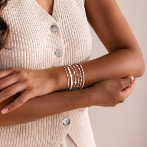 M MOOHAM Gold Bracelets Set for Women No Tarnish | 14K Gold Plated, Dainty Stackable Bracelets Stack for Women, Herringbone Paperclip Rope Cuban Chain Bracelet Set Stack - color: 2.Rope CZ Snake Set-S